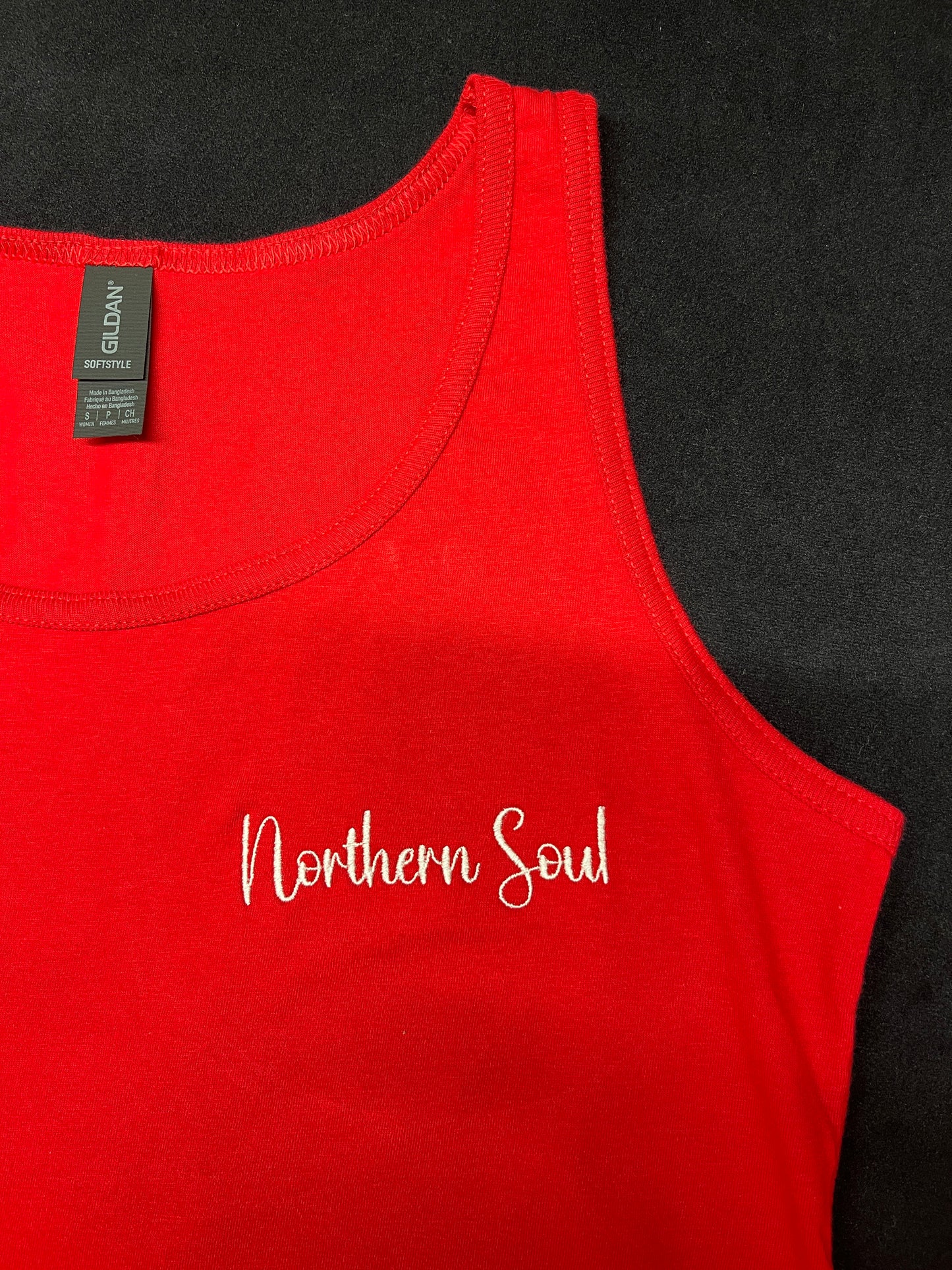 Ladies Northern Soul embroidered tank top