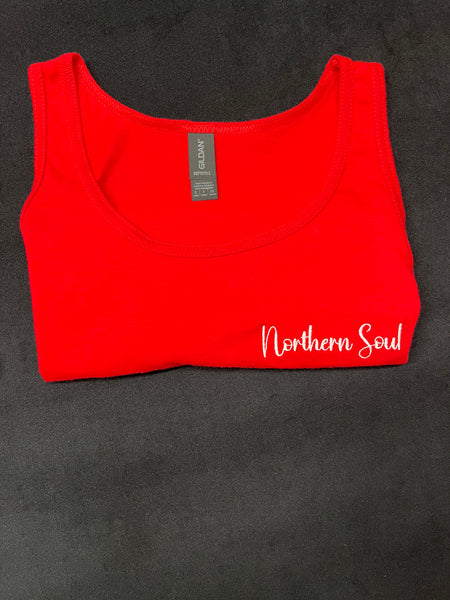 Ladies Northern Soul embroidered tank top