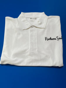 Mens Northern Soul polo shirt. White