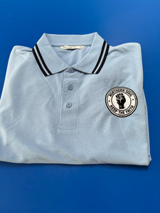 Mens Northern Soul,light blue polo shirt.