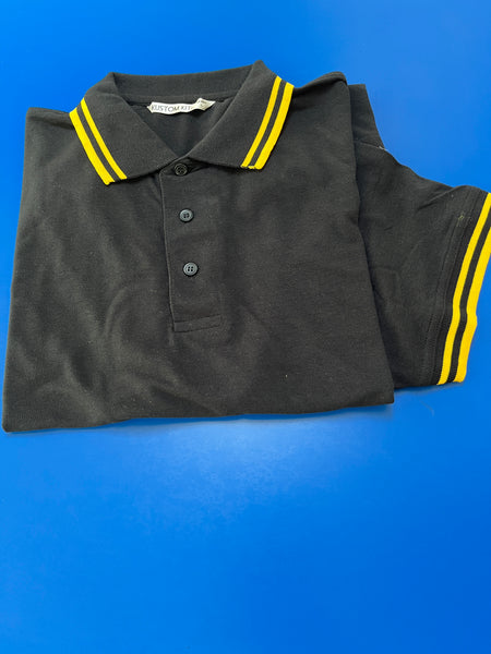 Mens Northern Soul, polo shirt. Tipped collar, yellow.