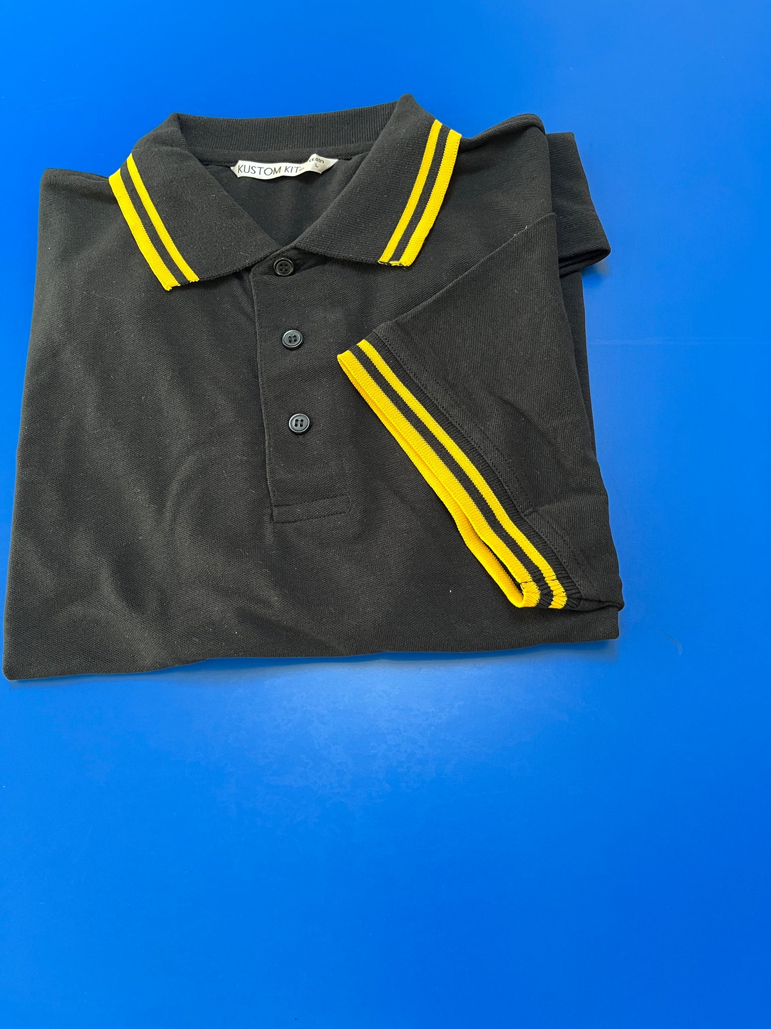 Mens Northern Soul, polo shirt. Tipped collar, yellow.