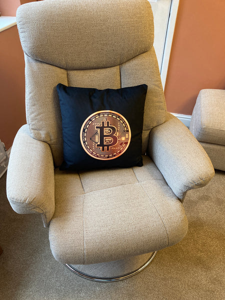 Bitcoin,printed,velvet cushion.