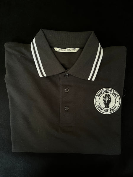 Mens Northern Soul polo shirt, tipped collar