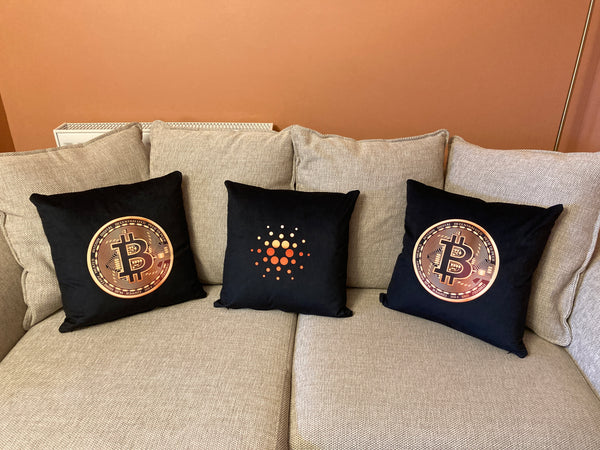 Bitcoin,printed,velvet cushion.